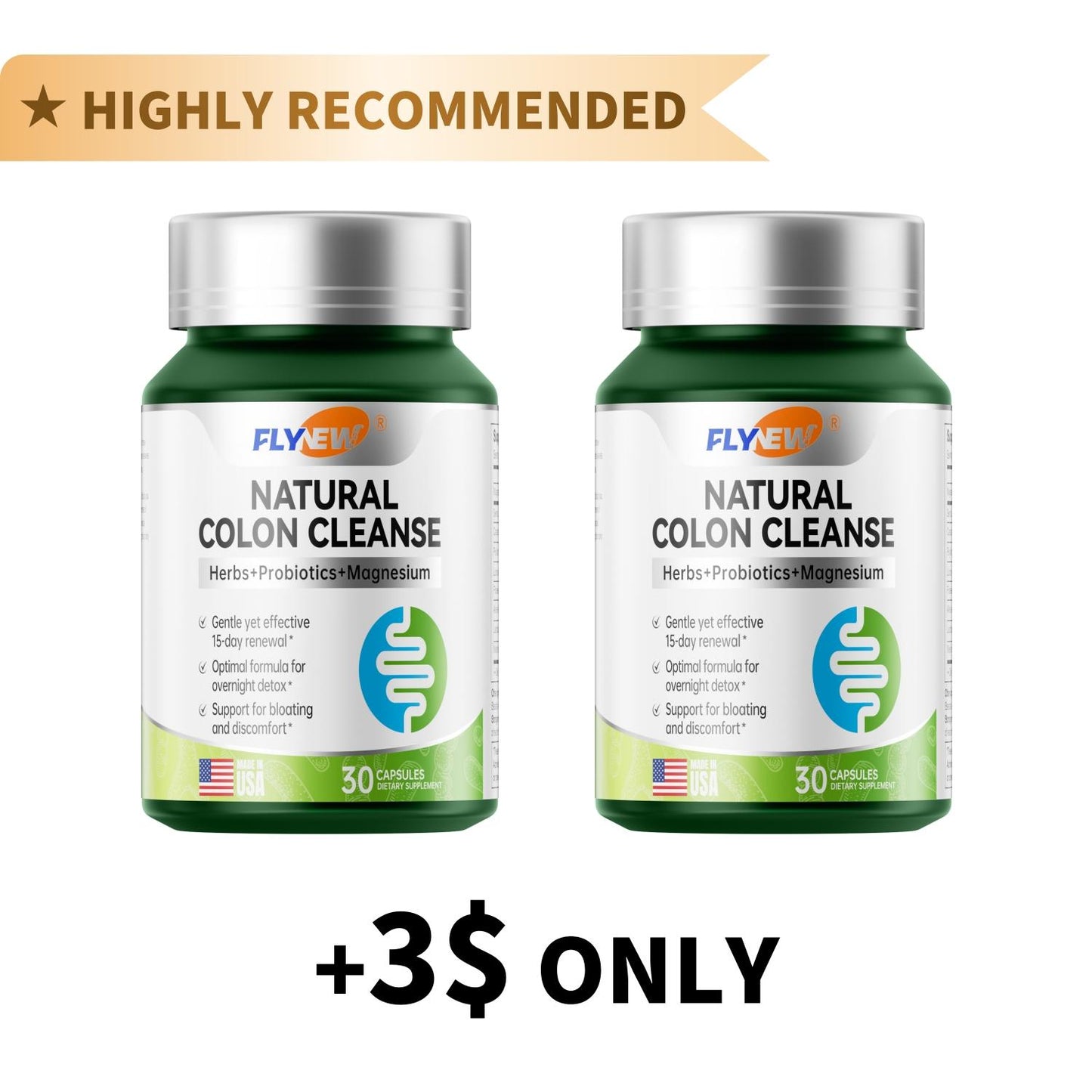 FLYNEW Colon Cleanse - Supports Gut Health & Regularity - Organic Ingredients - Relieves Occasional Constipation, Bloating & Gas