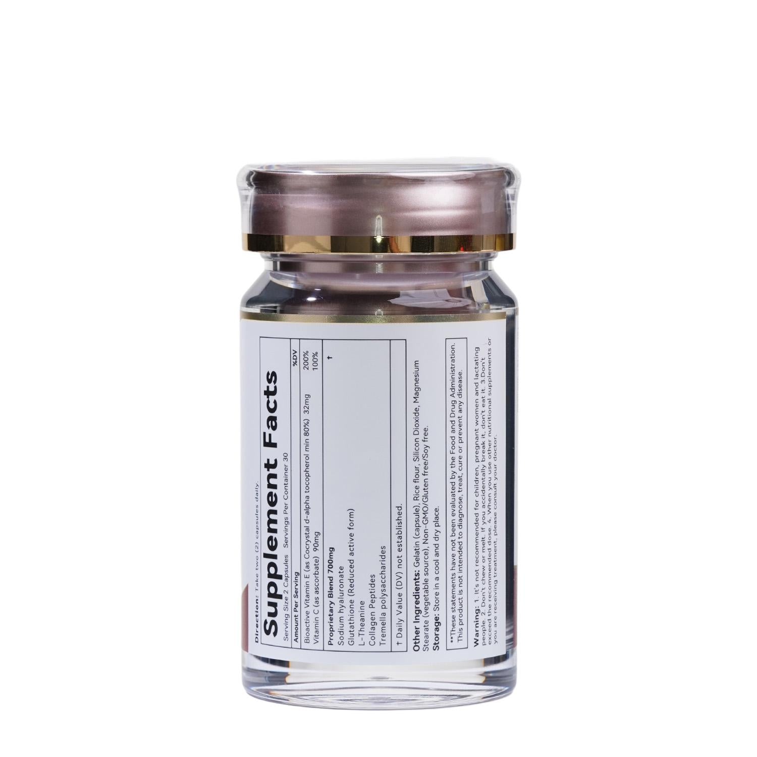 Flynew Skin Health | Sodium Hyaluronate, Glutathione, L-Theanine, Multi Collagen Peptides, Tremella Polysaccharides, Vitamin E, Vitamin C | Made in USA | 60 Capsules Dietary Supplement Fitness Edible