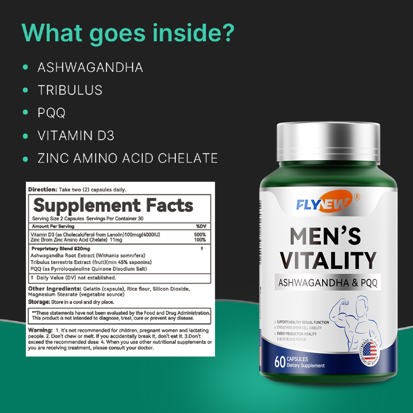 Men's Vitality Supplement, Energy Booster for Men, Male Health Support 丨60 Capsules