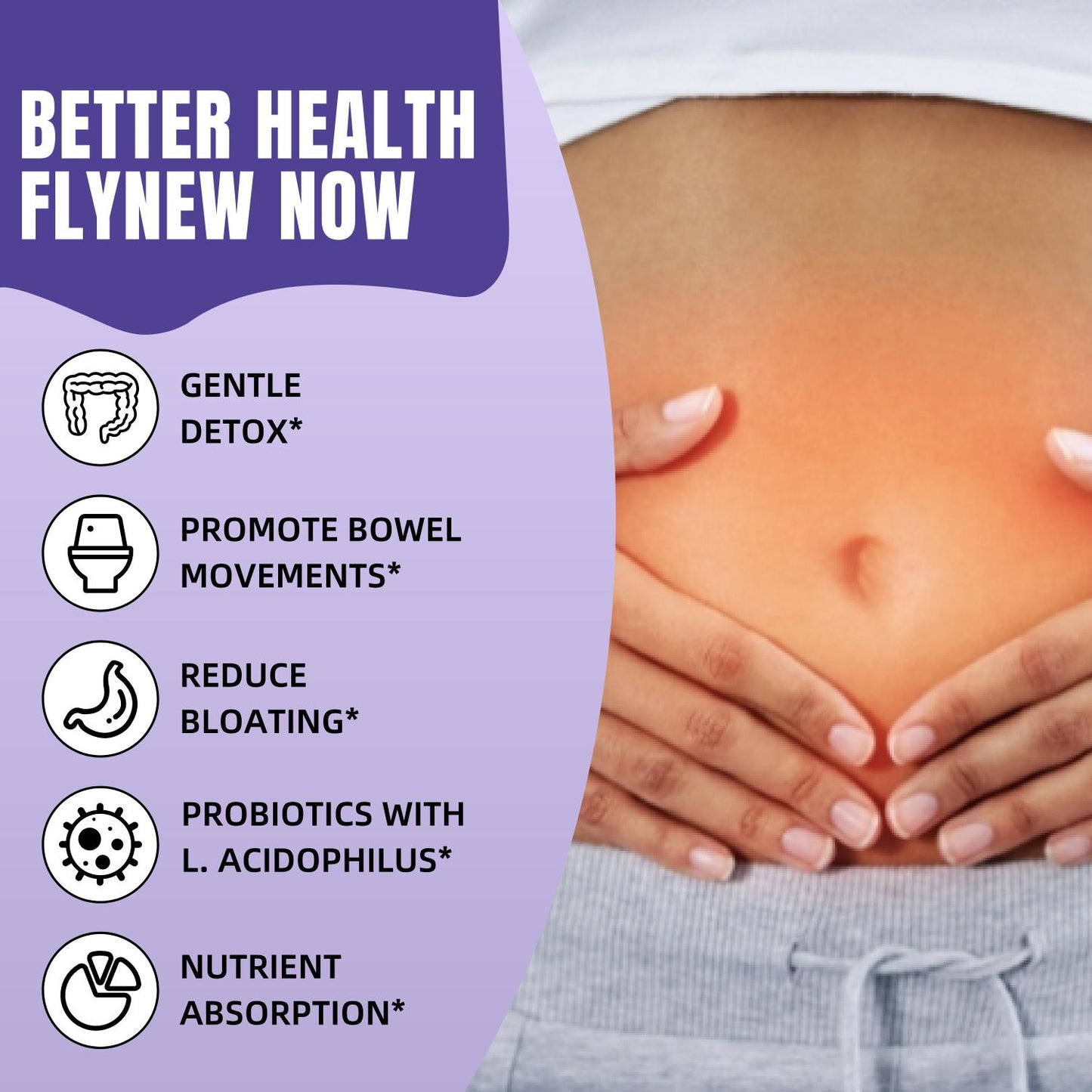 FLYNEW Colon Cleanse - Supports Gut Health & Regularity - Organic Ingredients - Relieves Occasional Constipation, Bloating & Gas - For Women & Men - 30ct each bottle